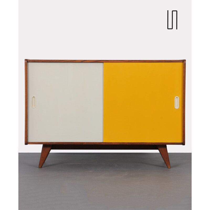 Vintage highboard model U-452 yellow and white by Jiri Jiroutek for Interier Praha, 1960s