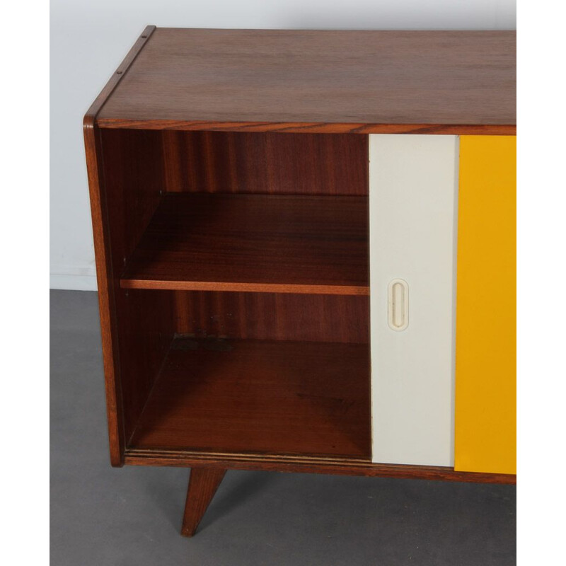 Vintage highboard model U-452 yellow and white by Jiri Jiroutek for Interier Praha, 1960s