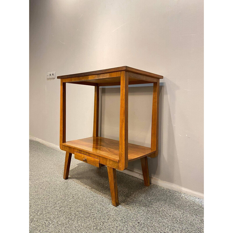 Vintage console with two tops veneered walnut, 1960s