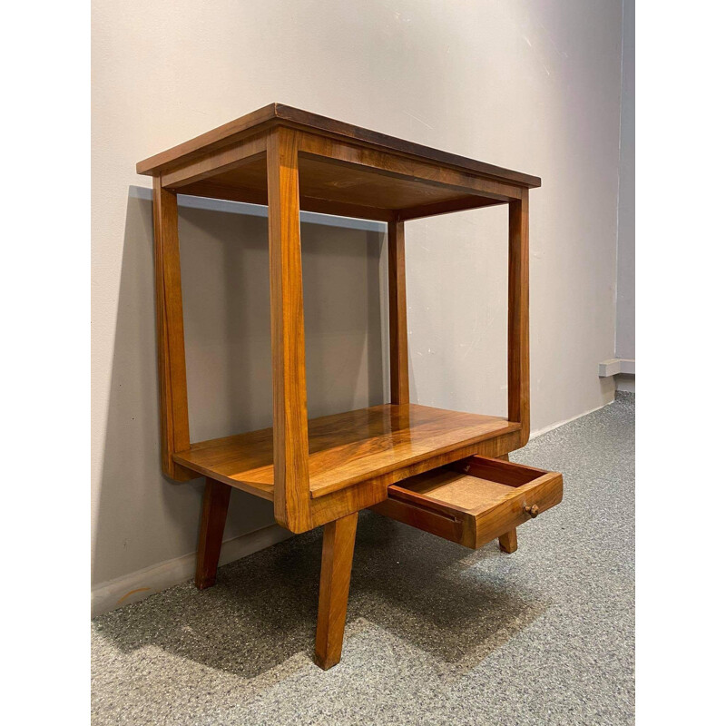 Vintage console with two tops veneered walnut, 1960s