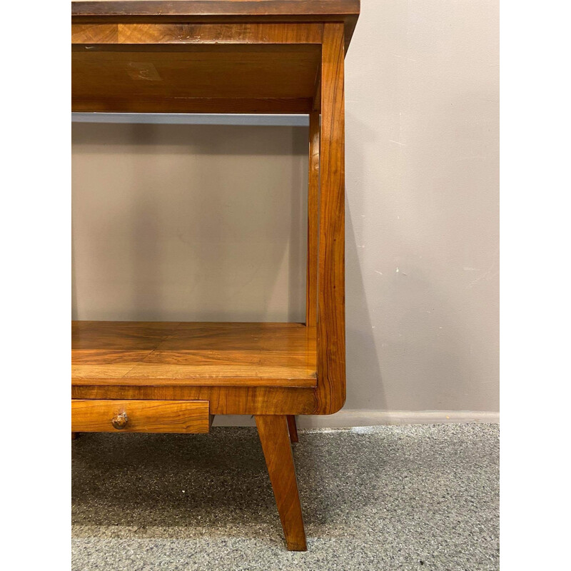 Vintage console with two tops veneered walnut, 1960s