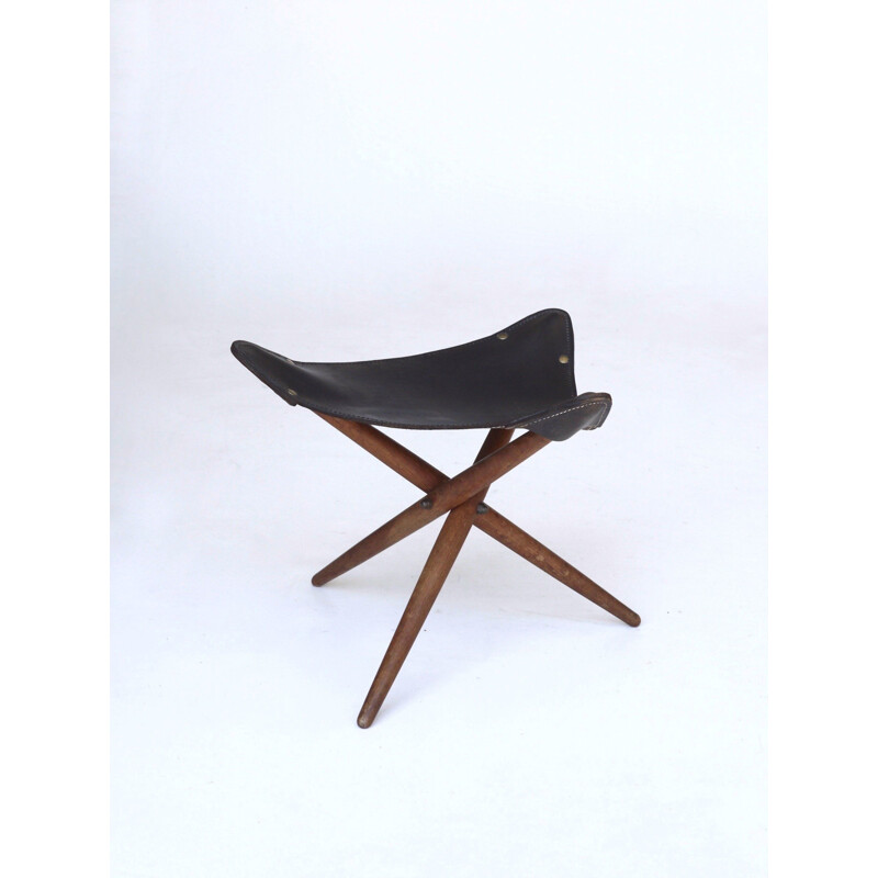 Danish vintage folding tripod stool, 1960s