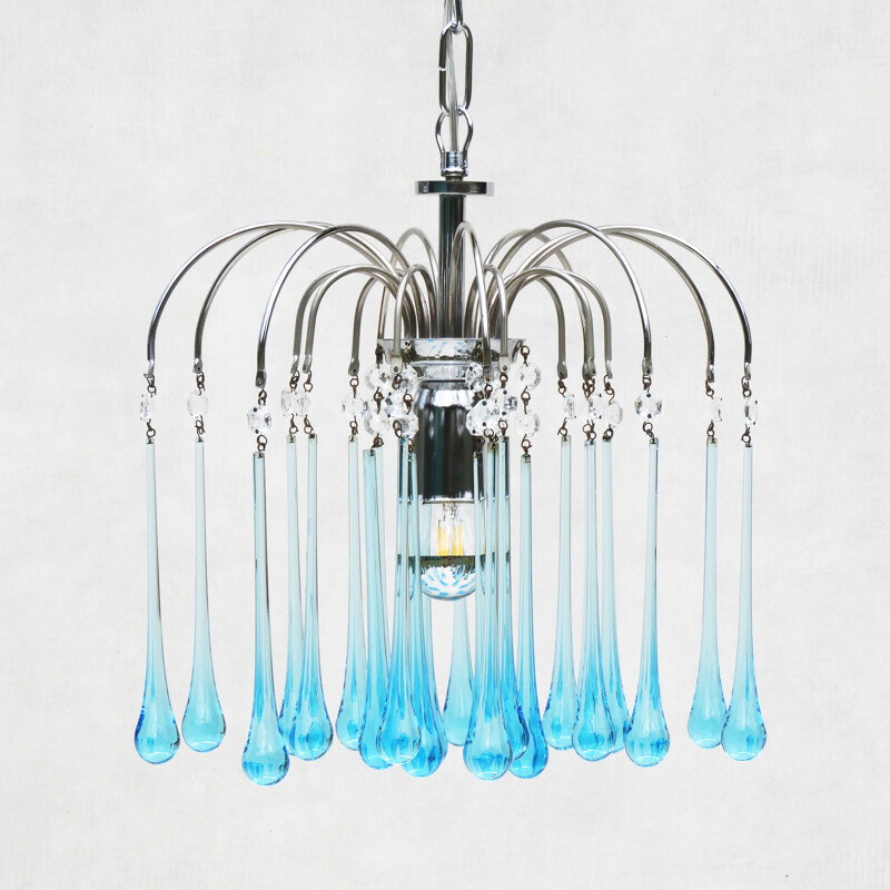 Set of 3 vintage Murano glass chandeliers by Paulo Venini, 1960s