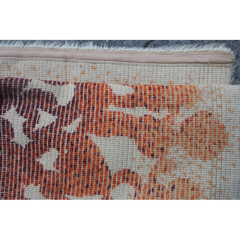Grand tapis scandinave motif soleil en laine - 1970