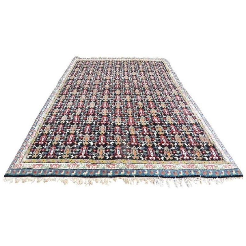 Très grand tapis vintage en laine multicolore - 1990