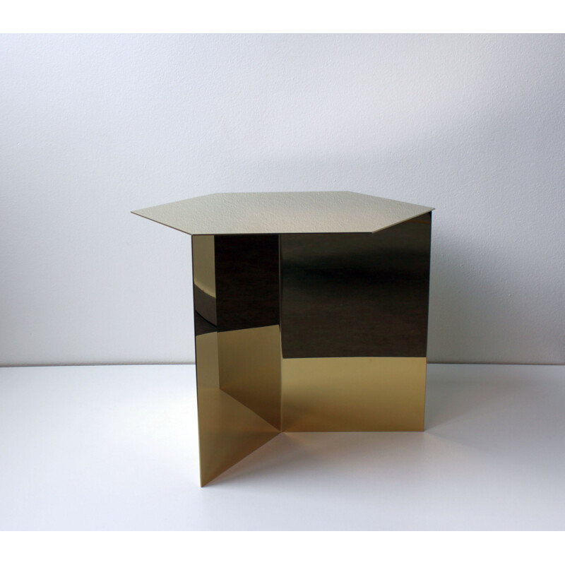 Vintage geometric side table in gilded brass for Hay