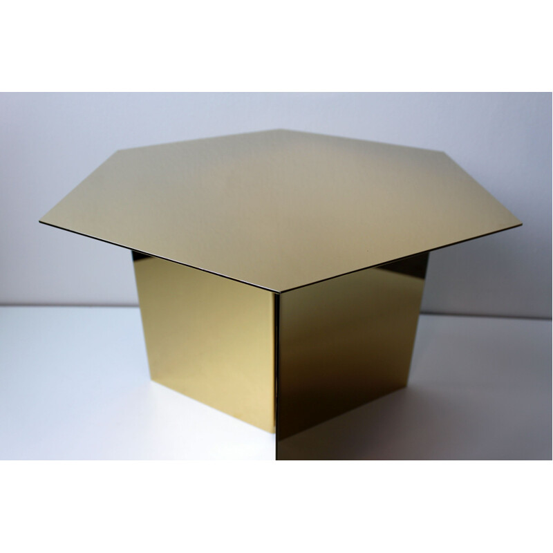 Vintage geometric side table in gilded brass for Hay