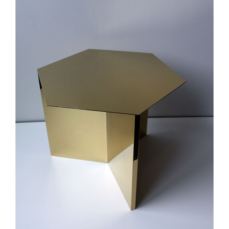 Vintage geometric side table in gilded brass for Hay