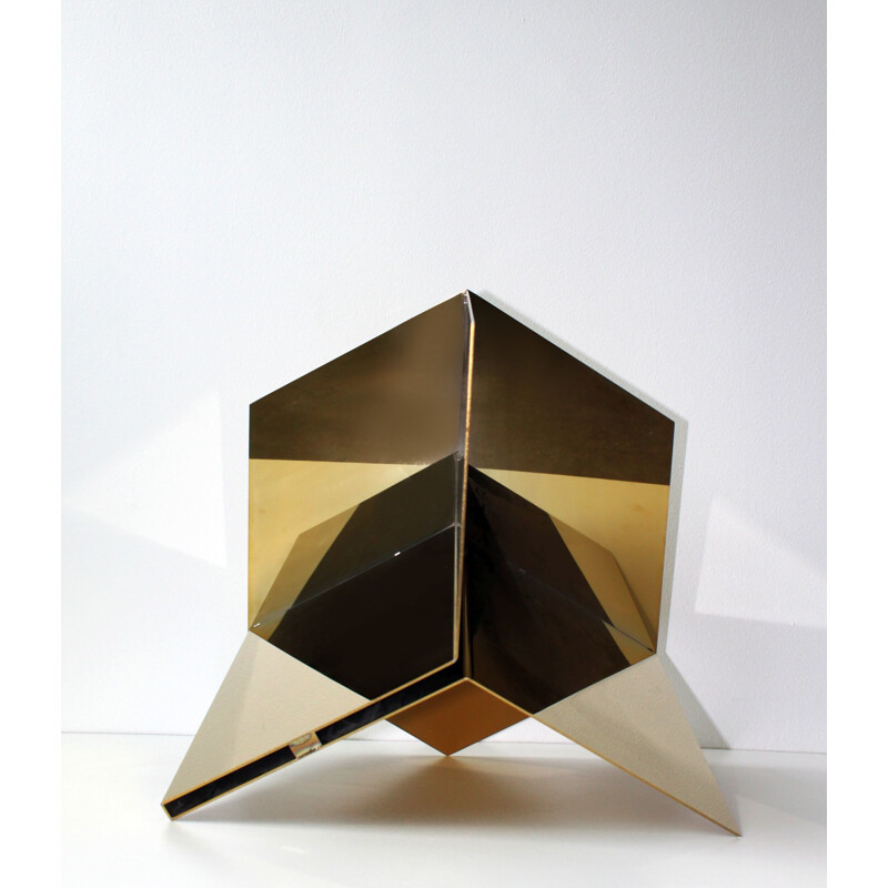 Vintage geometric side table in gilded brass for Hay