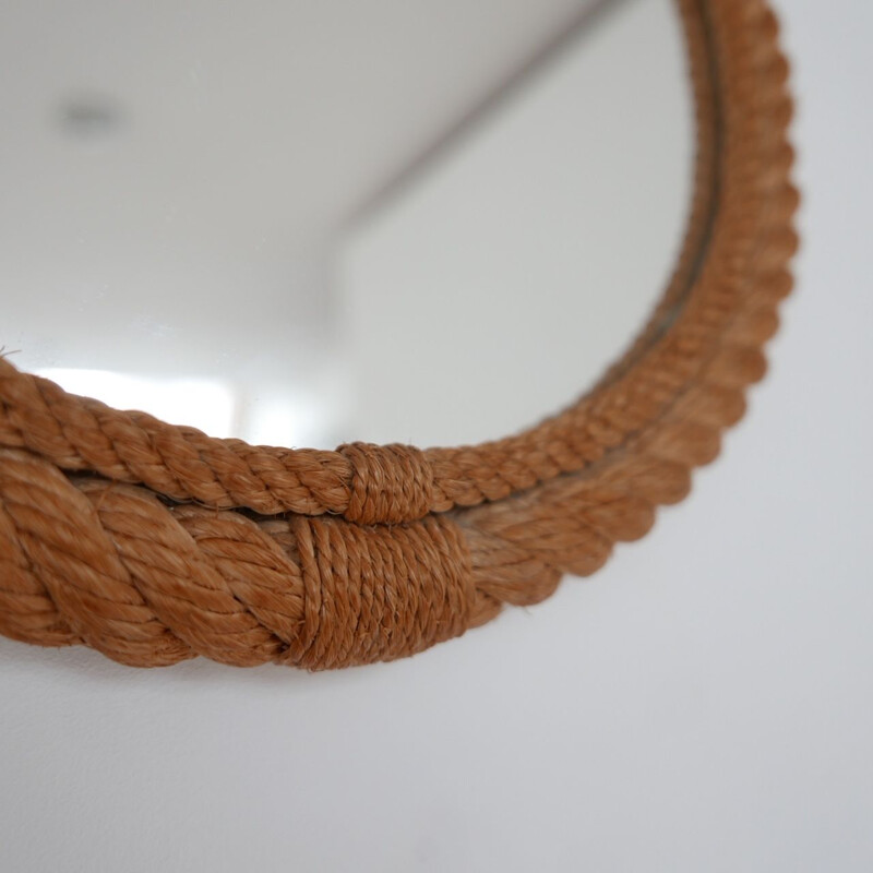 Ropework mid-century circular mirror by Audoux-Minet, France 1960s