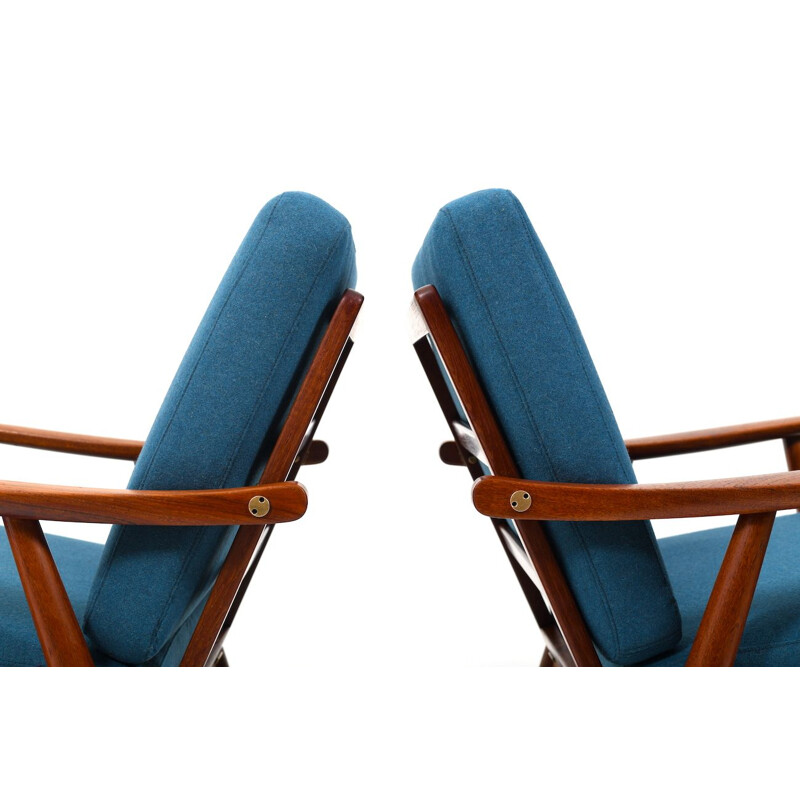 Vintage pair of teak GE-270 easychairs by Hans J. Wegner for Getama, Denmark 1956