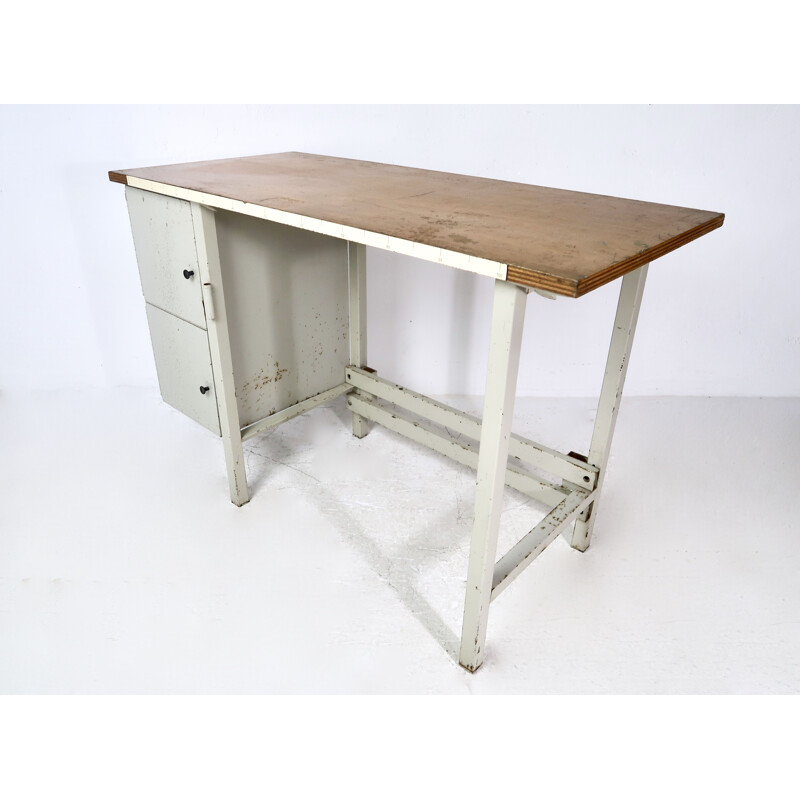 Mid century white metal desk, 1950s