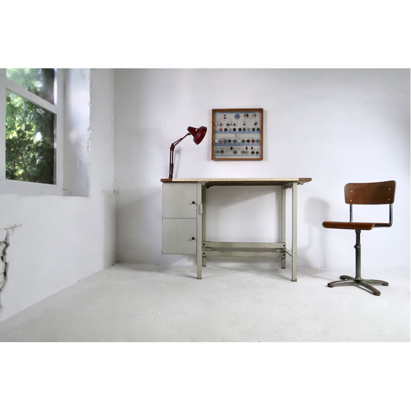 Mid century white metal desk, 1950s