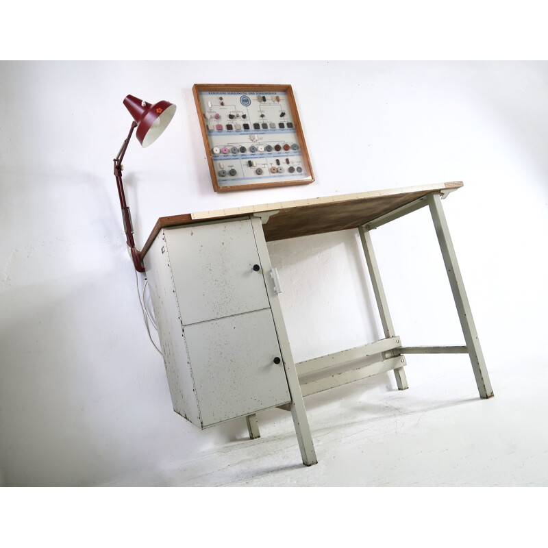 Mid century white metal desk, 1950s