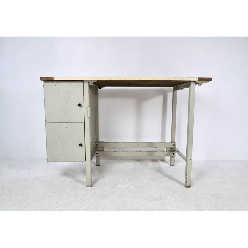 Mid century white metal desk, 1950s