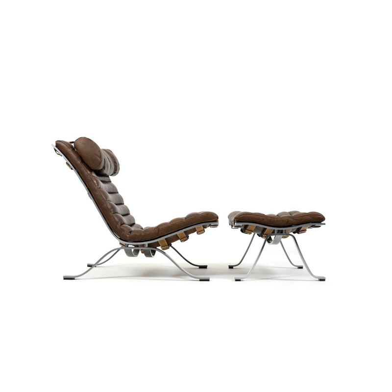 Set of vintage ARI lounge chair with ottoman by Arne Norell for AB Norell, Sweden 1966