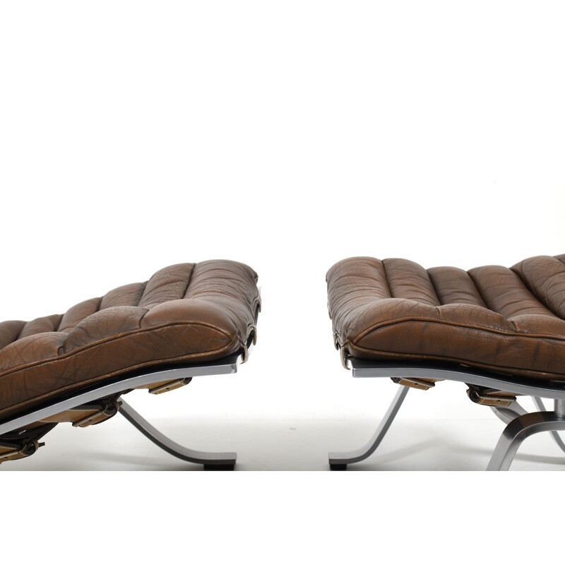 Ensemble de fauteuil lounge avec ottoman vintage ARI par Arne Norell pour AB Norell, Suède 1966