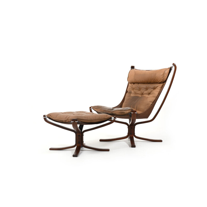 Vintage Falcon lounge chair and ottoman by Sigurd Ressell for Vatne Møbler, Norway 1960