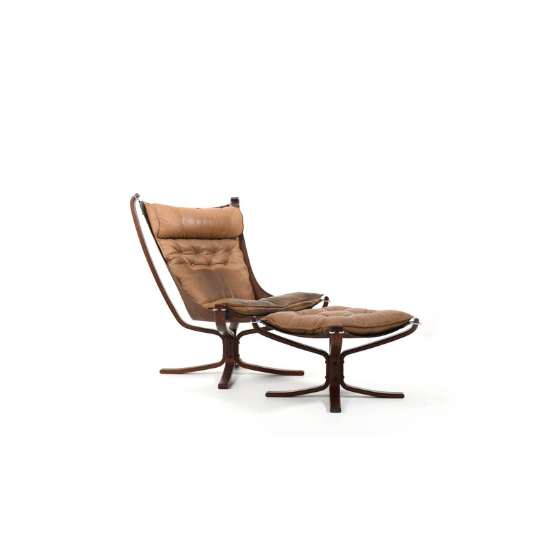 Vintage Falcon lounge chair and ottoman by Sigurd Ressell for Vatne Møbler, Norway 1960