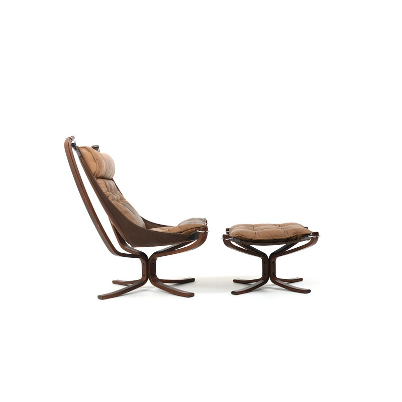 Vintage Falcon lounge chair and ottoman by Sigurd Ressell for Vatne Møbler, Norway 1960