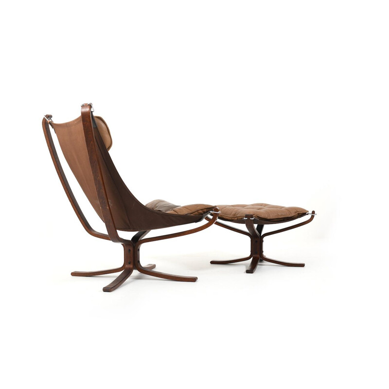 Vintage Falcon lounge chair and ottoman by Sigurd Ressell for Vatne Møbler, Norway 1960