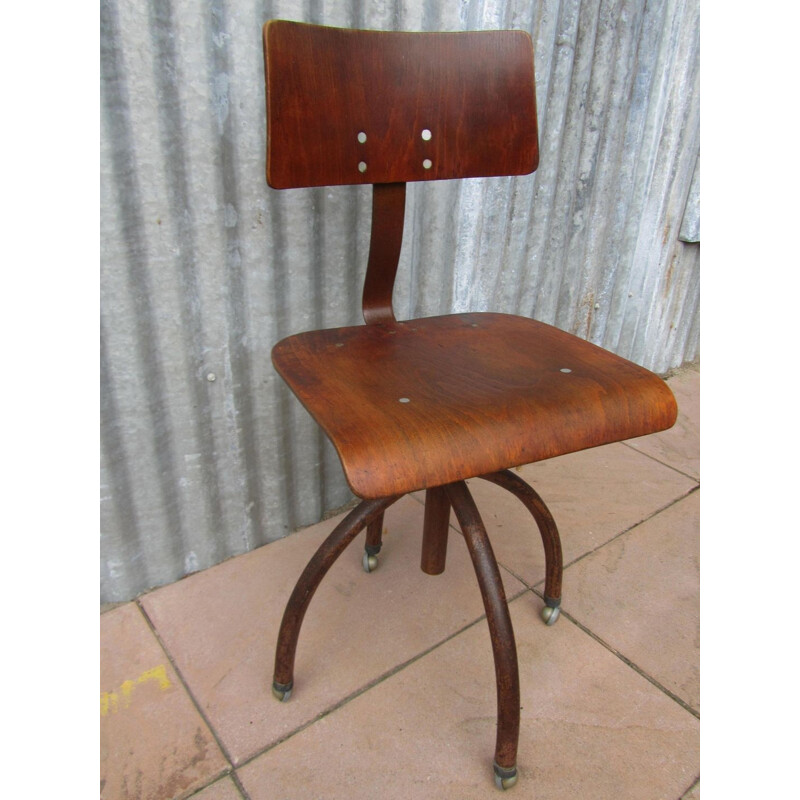 Industrial Dutch adjustable swivel chair - 1950s
