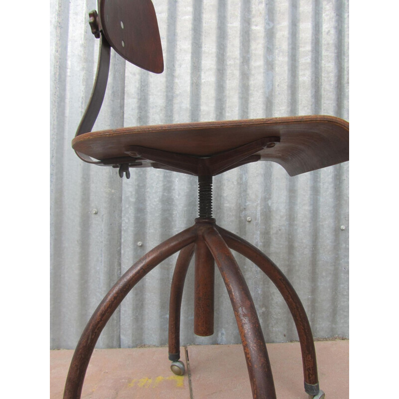 Industrial Dutch adjustable swivel chair - 1950s