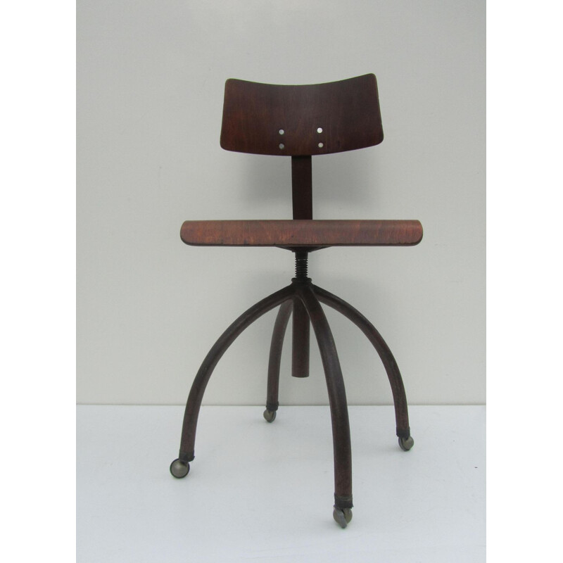 Industrial Dutch adjustable swivel chair - 1950s