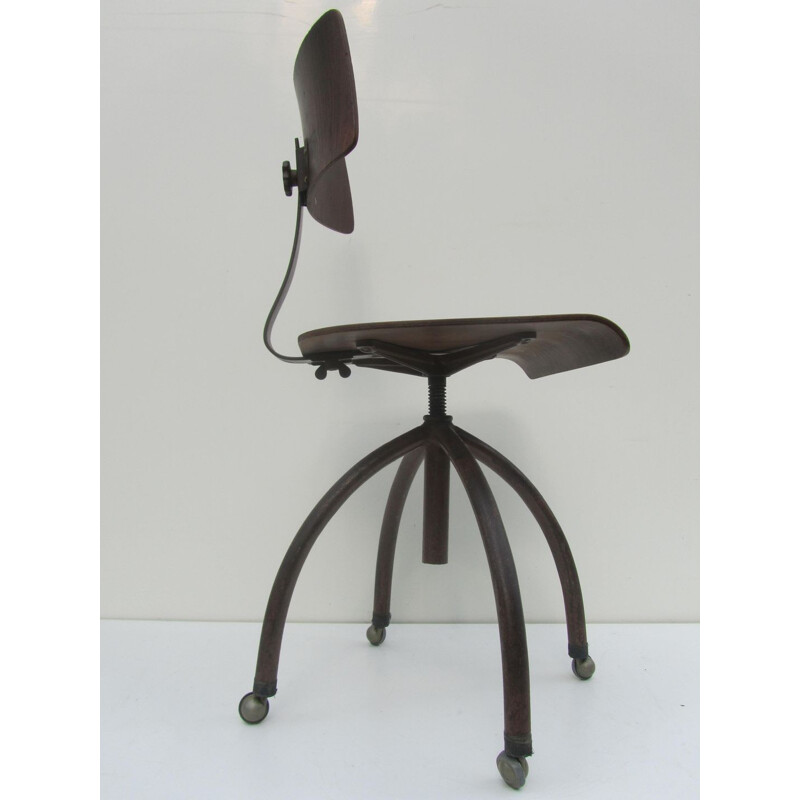 Industrial Dutch adjustable swivel chair - 1950s