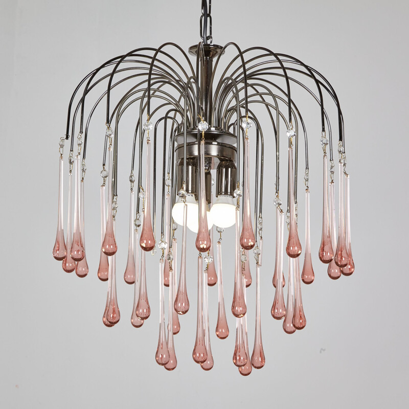 Murano glass vintage chandelier by Paolo Venini for Eurolux, 1970s