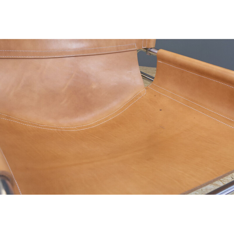 Vintage SZ14 lounge chair in saddle leather by Walter Antonis for Spectrum, Netherlands 1917