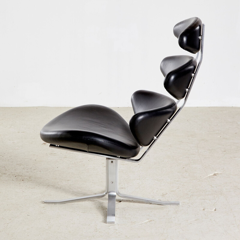 Mid century leather Corona armchair by Poul M. Volther
