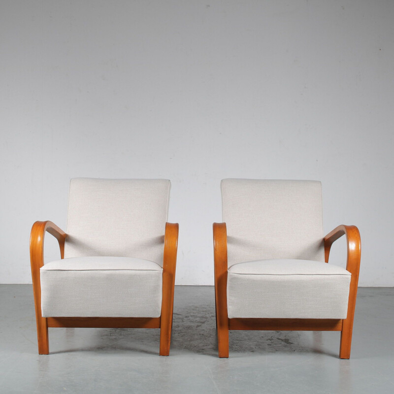 Pair of vintage armchairs by Jindrich Halabala, Czech Republic 1950s
