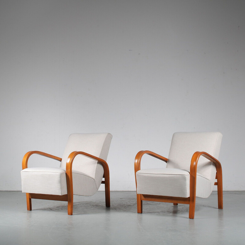 Pair of vintage armchairs by Jindrich Halabala, Czech Republic 1950s