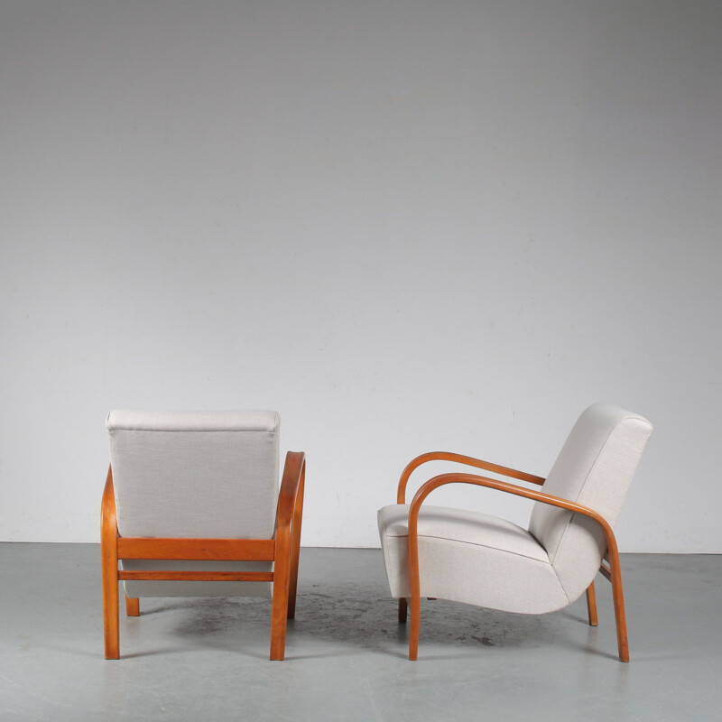 Pair of vintage armchairs by Jindrich Halabala, Czech Republic 1950s