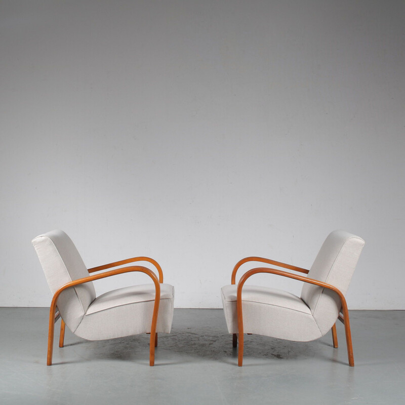 Pair of vintage armchairs by Jindrich Halabala, Czech Republic 1950s