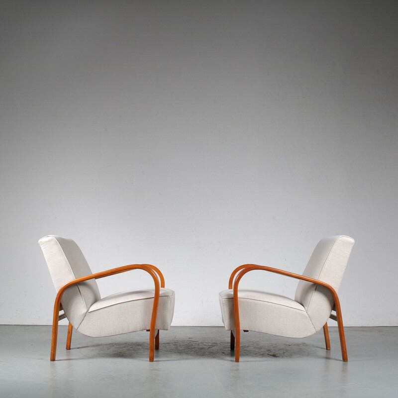 Pair of vintage armchairs by Jindrich Halabala, Czech Republic 1950s