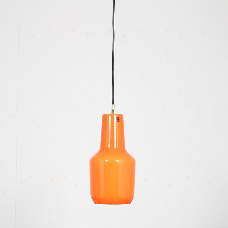 Orange glass vintage pendant lamp by Massimo Vignelli for Venini, Italy 1970s