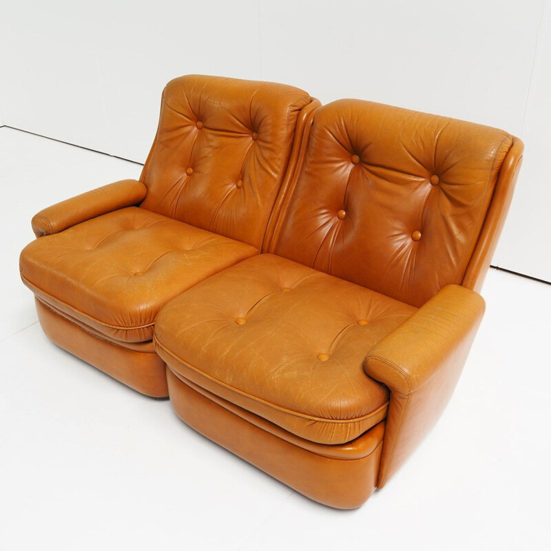 Pareja de sofás de cuero vintage de Michel Cadestin para Airborne, 1970