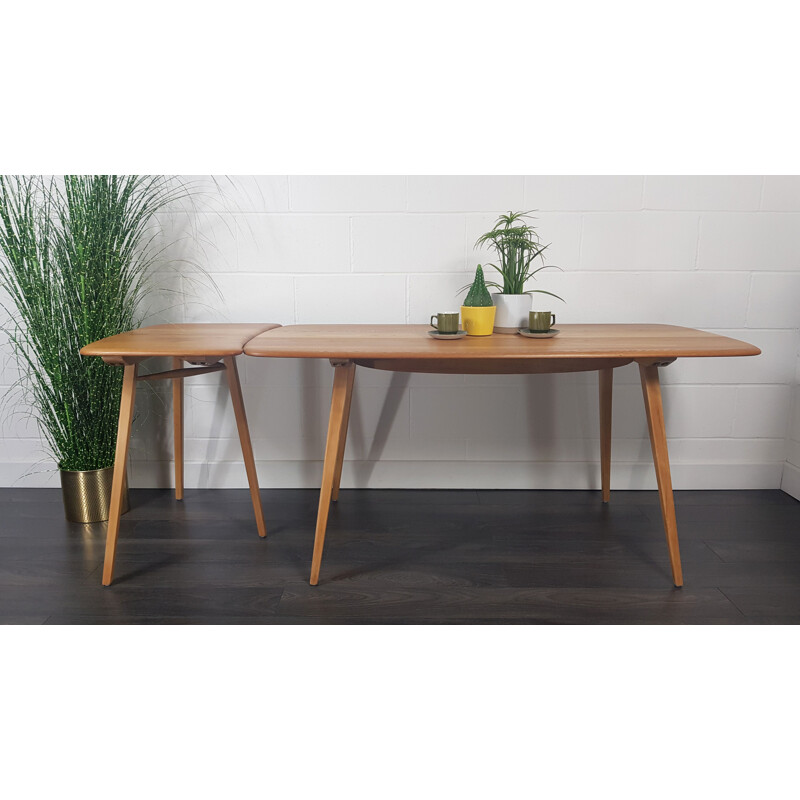 Vintage Plank solid elmwood extension table by Ercol, 1960s