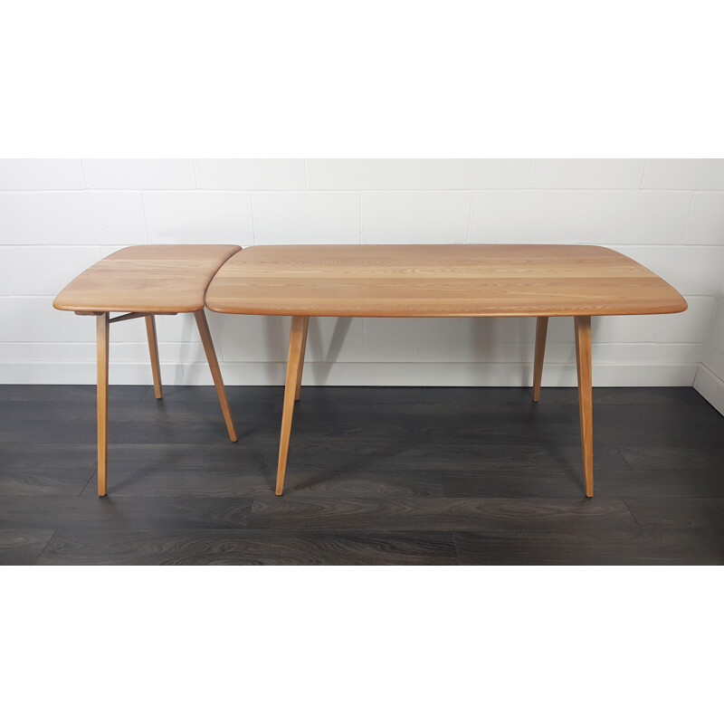 Vintage Plank solid elmwood extension table by Ercol, 1960s