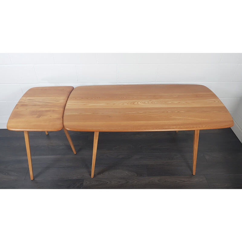 Vintage Plank solid elmwood extension table by Ercol, 1960s