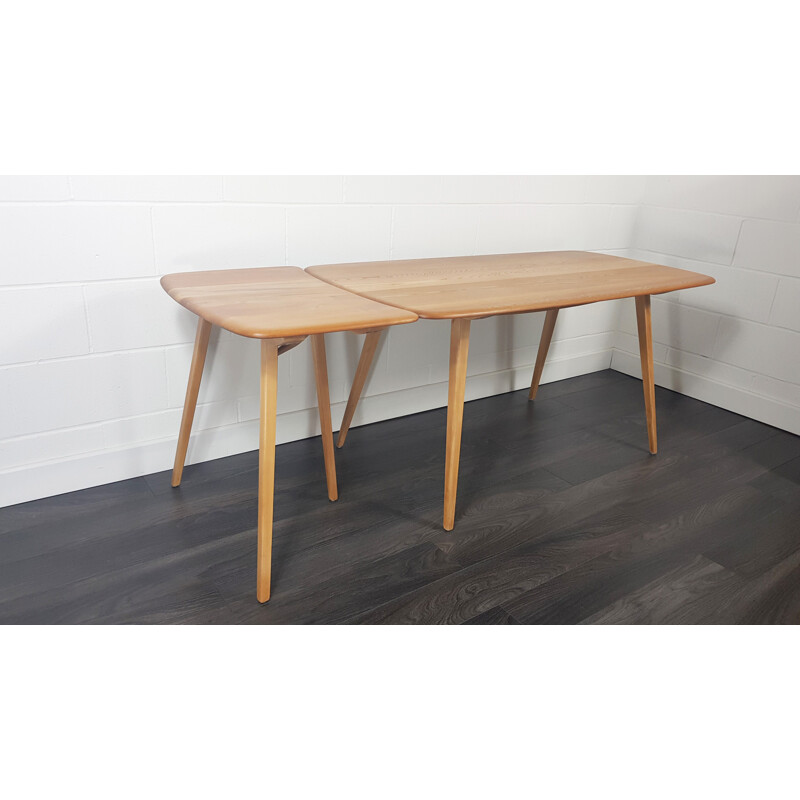 Vintage Plank solid elmwood extension table by Ercol, 1960s