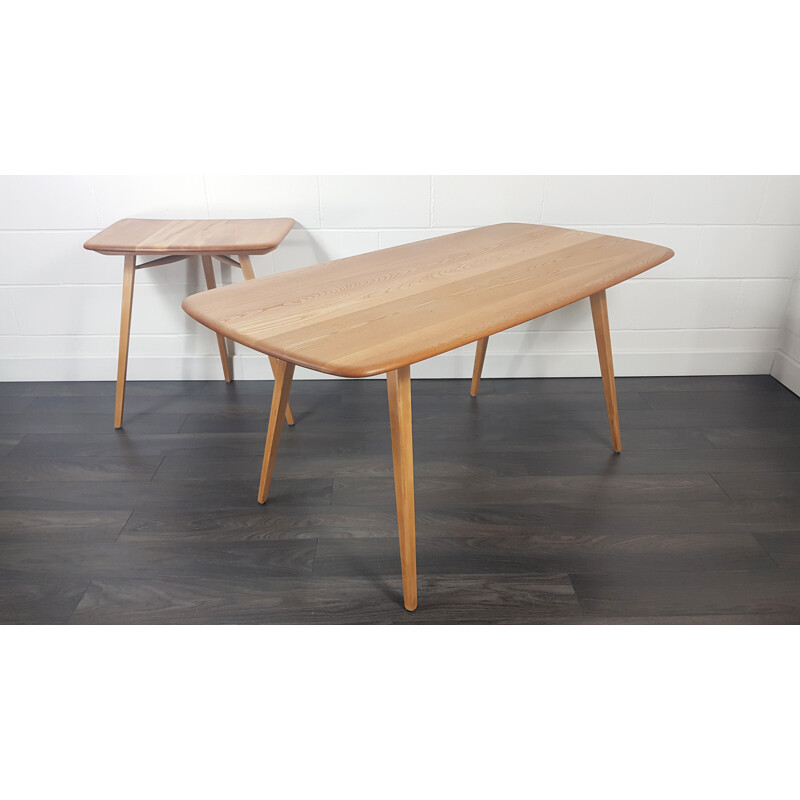 Vintage Plank solid elmwood extension table by Ercol, 1960s