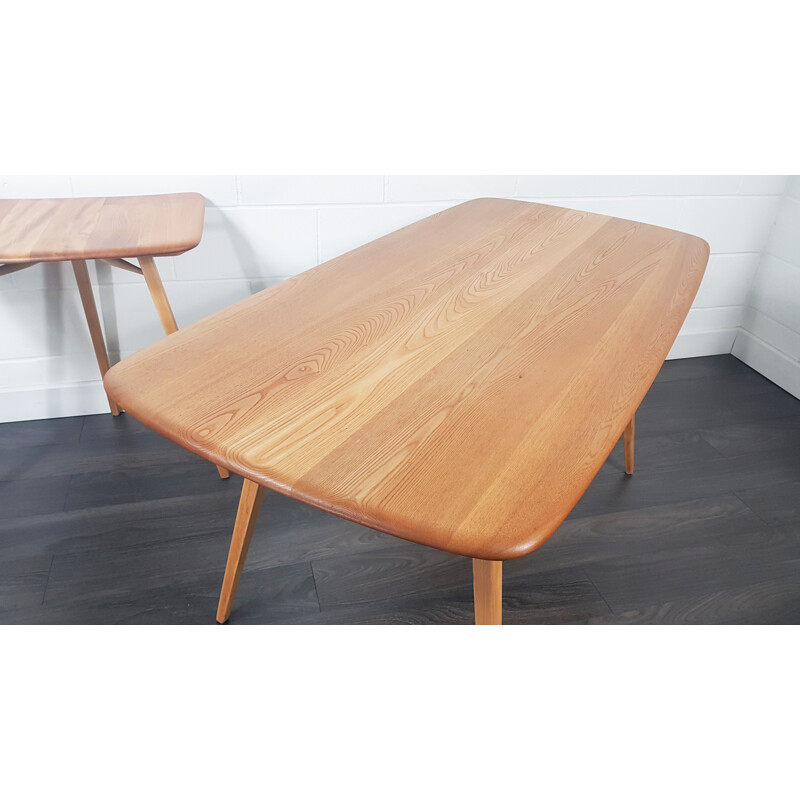 Vintage Plank solid elmwood extension table by Ercol, 1960s