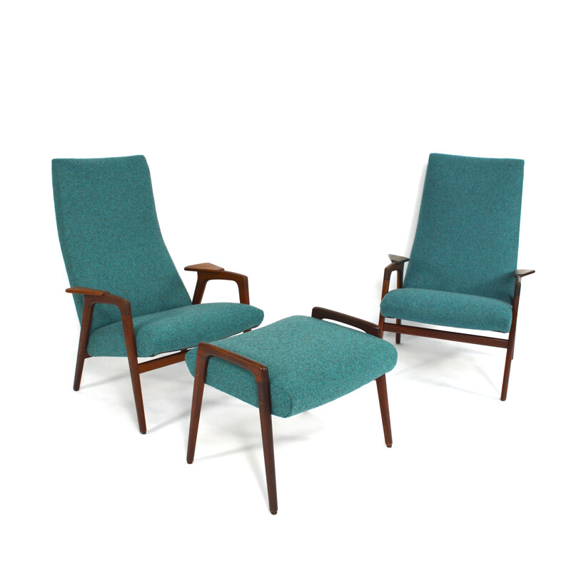Pair of "Ruster" armchairs and one footrest, Yngve EKSTRÖM - 1960s