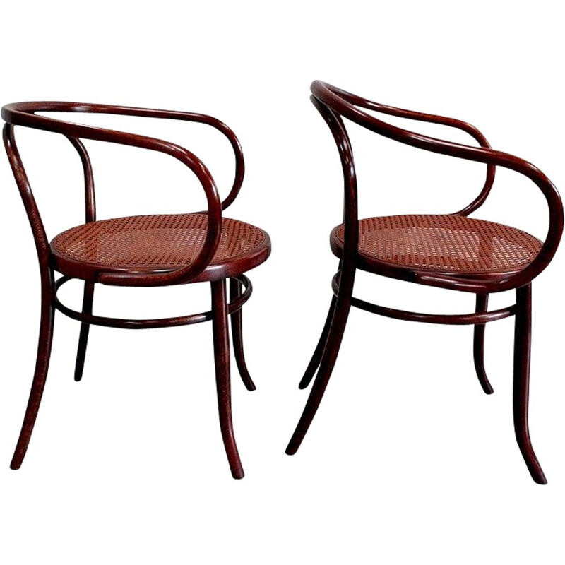 Par de poltronas de madeira Le Corbusier vintage de Thonet, França 1920