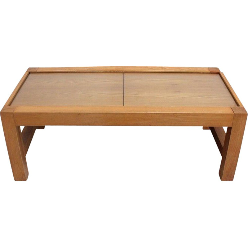 Vintage modular coffee table in solid ash, 1970