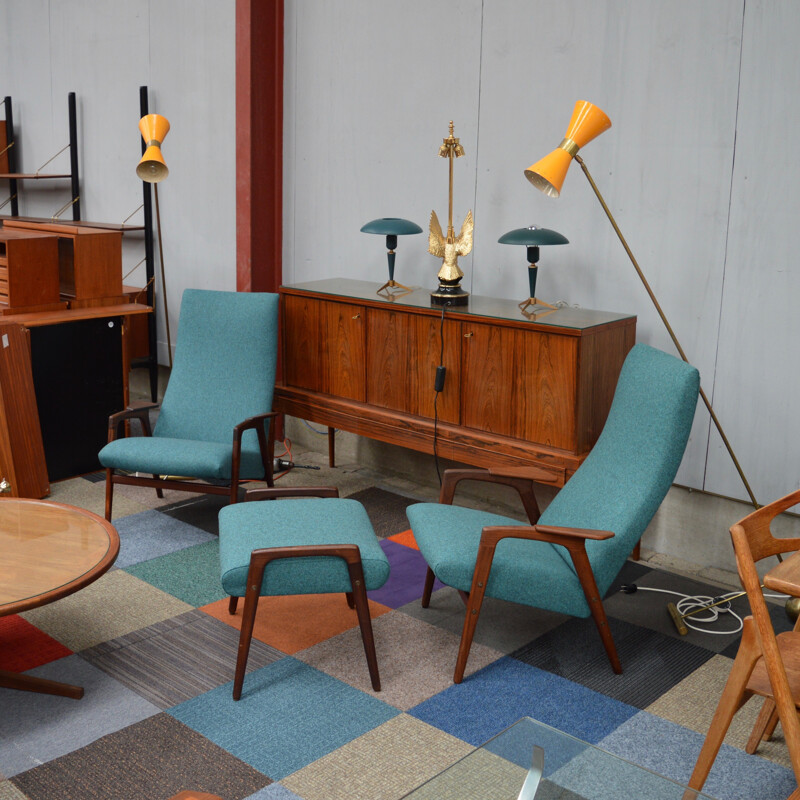 Pair of "Ruster" armchairs and one footrest, Yngve EKSTRÖM - 1960s