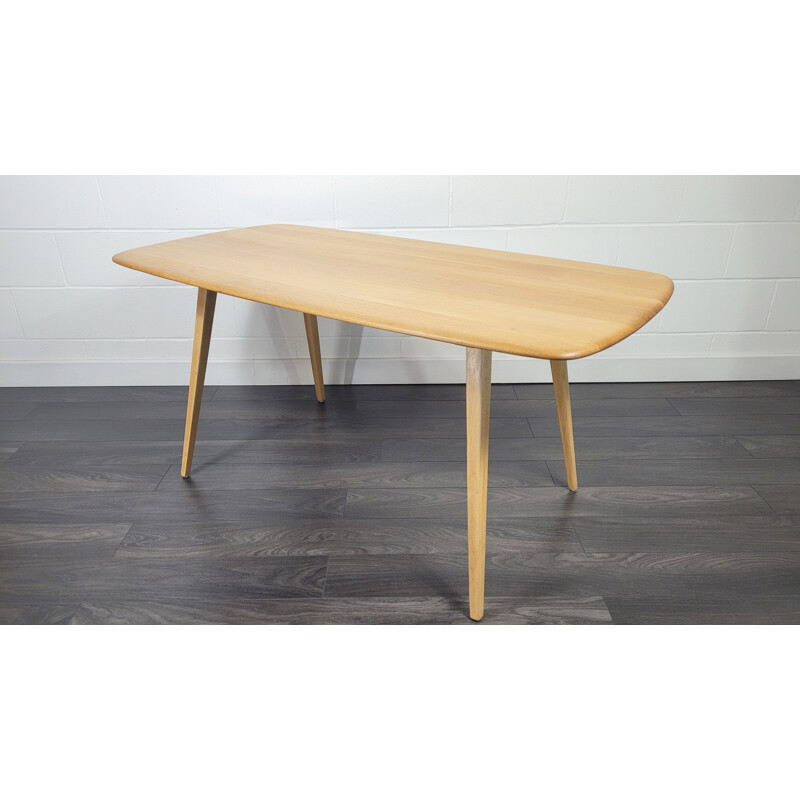 Mid century elmwood dining table by Ercol Plank, 1960s